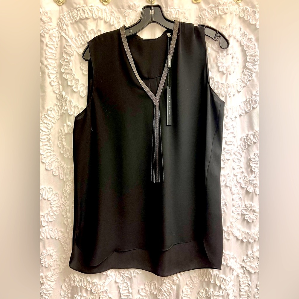 NWT Elie Tahari black sleeveless top size M